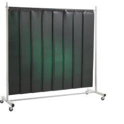 Ecran mobile de protection pour soudeur, avec rideau à lanières, vert foncé, l x h 2100 x 2100 mm, 1 élément
