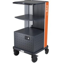 Poste de travail mobile avec alimentation électrique intégrée, 2 batteries, sans système de changement de batterie, convertisseur sinus intégré 230 V / 800 VA