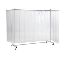 Ecran de protection, mobile, avec rideau à lanières, transparent, l x h 3700 x 2100 mm, 3 élément