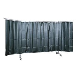 Ecran de soudure mobile, modèle 3 éléments, h x l 1930 x 3800 mm, avec film de protection, vert foncé