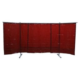 Ecran de soudure mobile, modèle 3 éléments, h x l 1930 x 3800 mm, avec film de protection, rouge