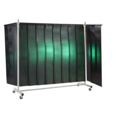 Ecran mobile de protection pour soudeur, avec rideau à lanières, vert foncé, l x h 3700 x 2100 mm, 3 élément