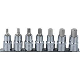 KS Tools Jeu de douilles à embout 1/2'' CHROMEplus, courtes, six pans intérieurs, 7 éléments