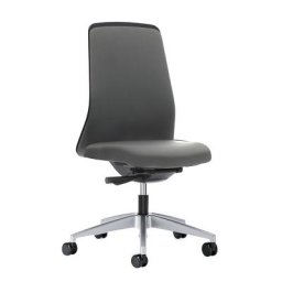 interstuhl Siège de bureau pivotant EVERY à dossier Chillback noir, piétement argent brillant, avec roulettes molles, gris fer, profondeur assise 430 mm
