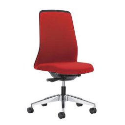 interstuhl Siège de bureau pivotant EVERY à dossier Chillback noir, piétement poli, avec roulettes molles, rouge feu, profondeur assise 410 - 470 mm