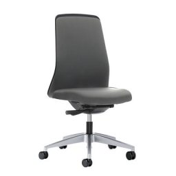interstuhl Siège de bureau pivotant EVERY à dossier Chillback noir, piétement argent brillant, avec roulettes dures, gris fer, profondeur assise 410 - 470 mm