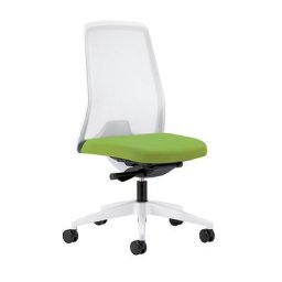 interstuhl Siège de bureau pivotant EVERY à dossier résille blanc, piétement blanc, avec roulettes dures, vert jaune, profondeur assise 430 mm