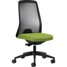 interstuhl Siège de bureau pivotant EVERY à dossier résille noir, piétement noir, avec roulettes dures, vert jaune, profondeur assise 430 mm