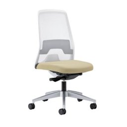 interstuhl Siège de bureau pivotant EVERY à dossier résille blanc, piétement argent brillant, avec roulettes dures, beige, profondeur assise 410 - 470 mm