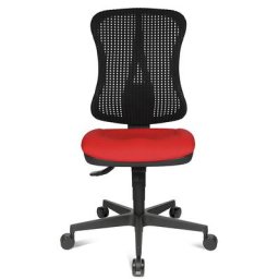Topstar Siège de bureau ergonomique à assise galbée, sans accoudoirs, assise rouge, résille noire