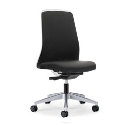interstuhl Siège de bureau pivotant EVERY à dossier Chillback blanc, piétement argent brillant, avec roulettes molles, noir graphite, profondeur assise 430 mm