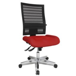 Topstar Siège de bureau pivotant, dossier résille noir, habillage rouge