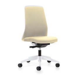 interstuhl Siège de bureau pivotant EVERY à dossier Chillback blanc, piétement blanc, avec roulettes molles, beige, profondeur assise 430 mm