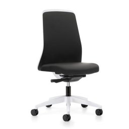 interstuhl Siège de bureau pivotant EVERY à dossier Chillback blanc, piétement blanc, avec roulettes dures, noir graphite, profondeur assise 430 mm