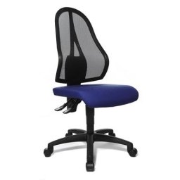Topstar Siège de bureau OPEN POINT P, dossier résille noir, sans accoudoirs, habillage assise bleu roi