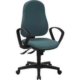 Topstar Siège pivotant ergonomique SUPPORT SY, avec accoudoirs, mécanisme synchrone, coloris pétrole clair