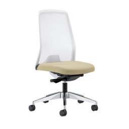 interstuhl Siège de bureau pivotant EVERY à dossier résille blanc, piétement poli, avec roulettes molles, beige, profondeur assise 430 mm
