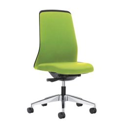 interstuhl Siège de bureau pivotant EVERY à dossier Chillback noir, piétement poli, avec roulettes molles, vert jaune, profondeur assise 430 mm