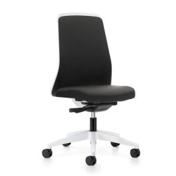 interstuhl Siège de bureau pivotant EVERY à dossier Chillback blanc, piétement blanc, avec roulettes molles, noir graphite, profondeur assise 410 - 470 mm