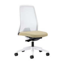interstuhl Siège de bureau pivotant EVERY à dossier résille blanc, piétement blanc, avec roulettes dures, beige, profondeur assise 430 mm