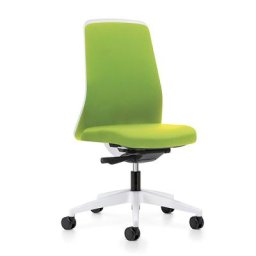 interstuhl Siège de bureau pivotant EVERY à dossier Chillback blanc, piétement blanc, avec roulettes molles, vert jaune, profondeur assise 410 - 470 mm