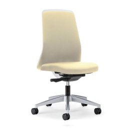interstuhl Siège de bureau pivotant EVERY à dossier Chillback blanc, piétement argent brillant, avec roulettes molles, beige, profondeur assise 430 mm