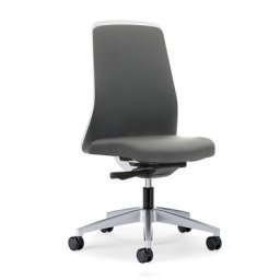 interstuhl Siège de bureau pivotant EVERY à dossier Chillback blanc, piétement argent brillant, avec roulettes dures, gris fer, profondeur assise 430 mm
