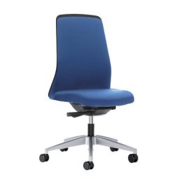 interstuhl Siège de bureau pivotant EVERY à dossier Chillback noir, piétement argent brillant, avec roulettes molles, bleu gentiane, profondeur assise 410 - 470 mm