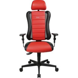 Topstar Siège de bureau SITNESS RS, avec appuie-tête et accoudoirs, noir / rouge