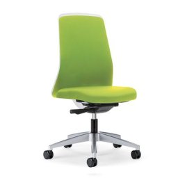 interstuhl Siège de bureau pivotant EVERY à dossier Chillback blanc, piétement argent brillant, avec roulettes dures, vert jaune, profondeur assise 410 - 470 mm