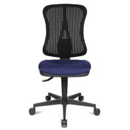 Topstar Siège de bureau ergonomique à assise galbée, sans accoudoirs, assise bleue, résille noire