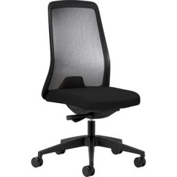 interstuhl Siège de bureau pivotant EVERY à dossier résille noir, piétement noir, avec roulettes dures, noir graphite, profondeur assise 430 mm