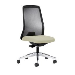interstuhl Siège de bureau pivotant EVERY à dossier résille noir, piétement poli, avec roulettes dures, beige, profondeur assise 430 mm