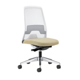 interstuhl Siège de bureau pivotant EVERY à dossier résille blanc, piétement poli, avec roulettes dures, beige, profondeur assise 430 mm