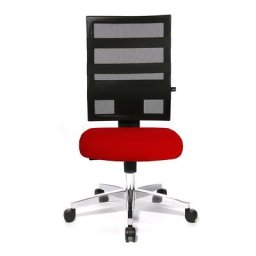 Topstar Siège de bureau X-PANDER, dossier résille avec bandes caoutchouc élastiques, noir / rouge