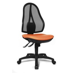 Topstar Siège de bureau OPEN POINT SY, sans accoudoirs, dossier en résille noire, habillage orange