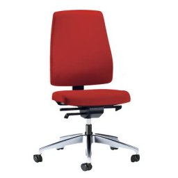 interstuhl Siège de bureau GOAL, hauteur dossier 530 mm, piétement poli, avec roulettes dures, rouge feu, profondeur assise 410 - 460 mm