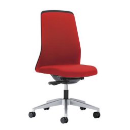 interstuhl Siège de bureau pivotant EVERY à dossier Chillback noir, piétement argent brillant, avec roulettes dures, rouge feu, profondeur assise 410 - 470 mm