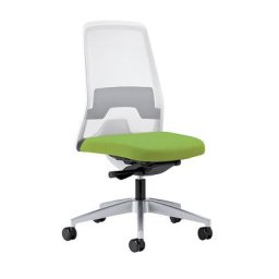 interstuhl Siège de bureau pivotant EVERY à dossier résille blanc, piétement argent brillant, avec roulettes dures, vert jaune, profondeur assise 410 - 470 mm