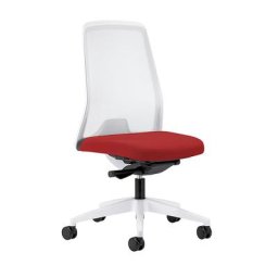 interstuhl Siège de bureau pivotant EVERY à dossier résille blanc, piétement blanc, avec roulettes dures, rouge feu, profondeur assise 430 mm