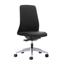 interstuhl Siège de bureau pivotant EVERY à dossier Chillback noir, piétement argent brillant, avec roulettes molles, noir graphite, profondeur assise 430 mm