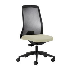 interstuhl Siège de bureau pivotant EVERY à dossier résille noir, piétement noir, avec roulettes dures, beige, profondeur assise 430 mm
