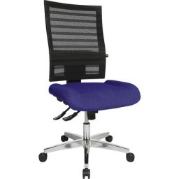 Topstar Siège de bureau pivotant, dossier résille noir, habillage bleu