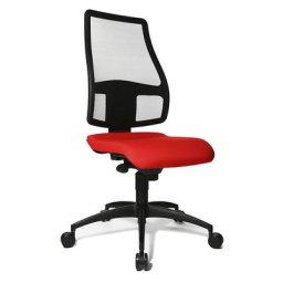 Topstar Chaise pivotante ergonomique, hauteur dossier 680 mm, dossier en résille anti-transpiration, habillage assise rouge clair