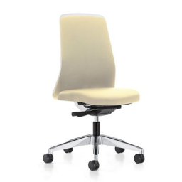 interstuhl Siège de bureau pivotant EVERY à dossier Chillback blanc, piétement poli, avec roulettes molles, beige, profondeur assise 430 mm