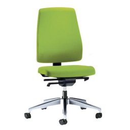 interstuhl Siège de bureau GOAL, hauteur dossier 530 mm, piétement poli, avec roulettes dures, vert jaune, profondeur assise 410 - 460 mm
