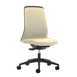 interstuhl Siège de bureau pivotant EVERY à dossier Chillback noir, piétement noir, avec roulettes dures, beige, profondeur assise 410 - 470 mm