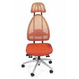 Topstar Siège de bureau design avec appuie-tête et dossier à mailles, dossier hauteur 830 mm, orange