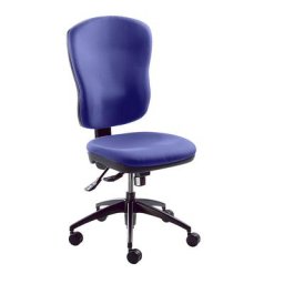 eurokraft pro Siège de bureau pivotant, hauteur dossier 600 mm, mécanisme synchrone, assise galbée, sans accoudoirs, habillage bleu
