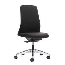 interstuhl Siège de bureau pivotant EVERY à dossier Chillback noir, piétement poli, avec roulettes dures, noir graphite, profondeur assise 430 mm